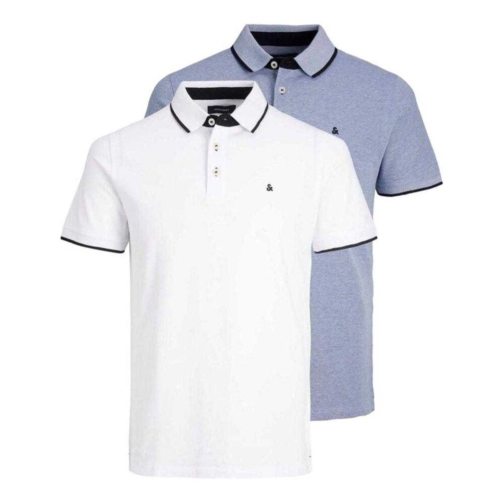 Jack And Jones Mens Paulos Collared Polo Shirt (Pack of 2) / Cobalt Blue/White